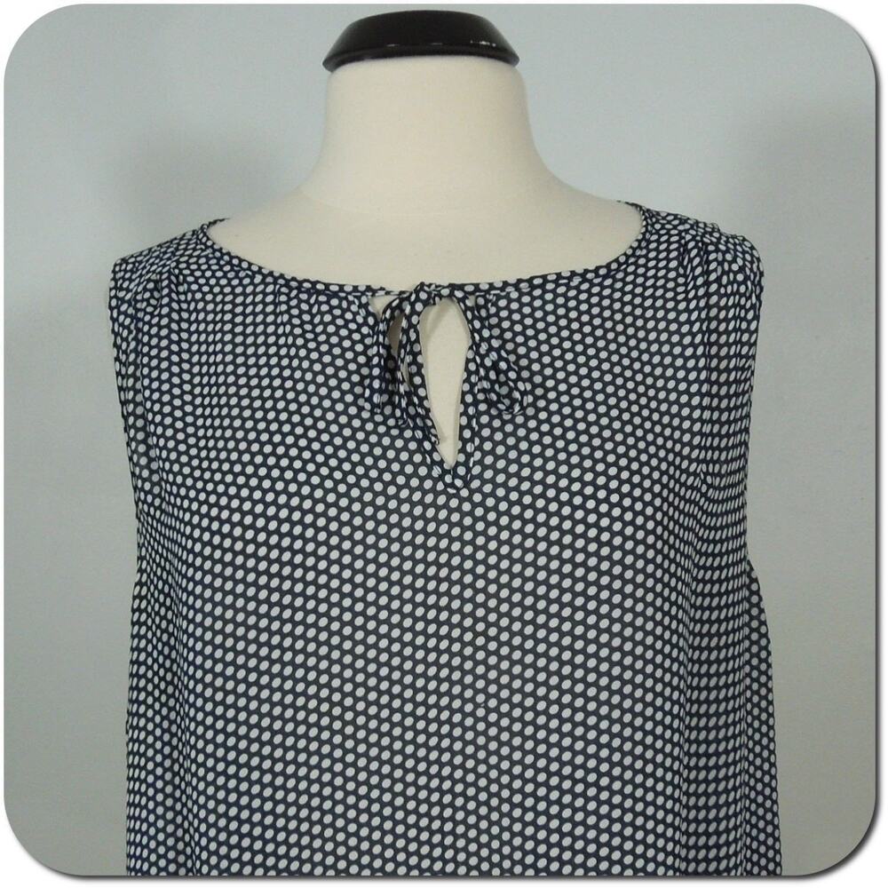 ANN TAYLOR Blouse size LP Petite Womens Sheer Polka Dot Sleeveless